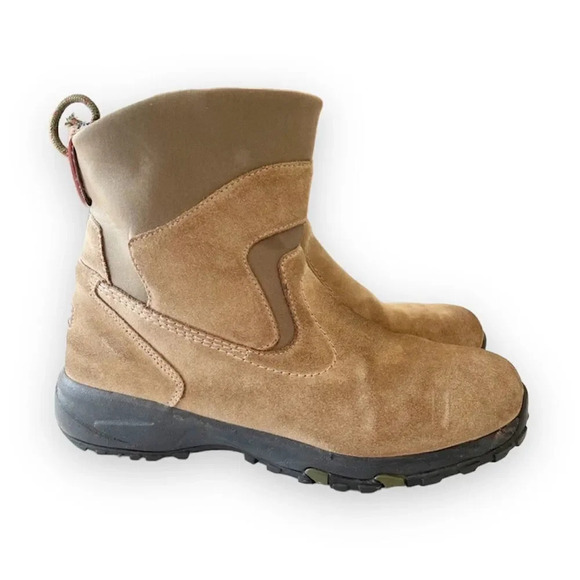 LL Bean Thinsulate Taupe Suede 8” Boot Men’s Size 11 Pull-on Style Neoprene Cuff - Picture 1 of 15